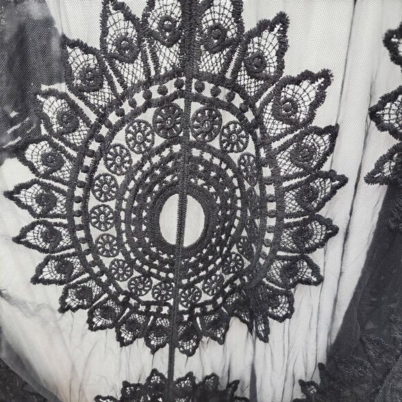 Rachel Zoe Kimono Cover Up Duster Black Lace One Size Fits Most Bohemian Boho - Picture 7 of 14